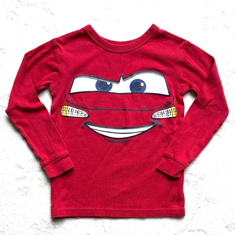 5T Pixar Cars Lighting McQueen “Fitted” Red Graphic Long Sleeve PJ Tee